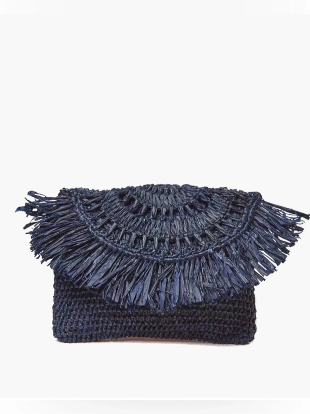Mar Y Sol Mia Crochet Raffia Fringe Pouch
